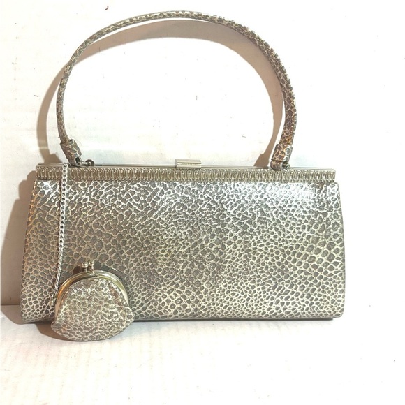 Vintage snake, leather, print silver handle bag - Picture 3 of 5